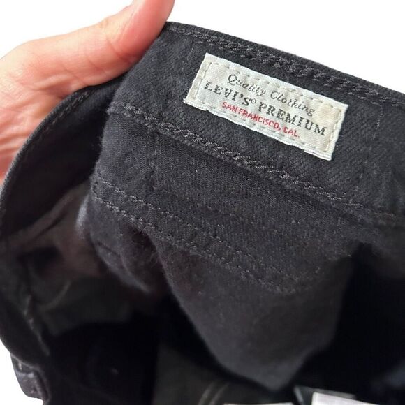 Levi's Premium Stretch Wedgie Fit Straight Jeans Black Denim Dark Wash Size 27 - Picture 6 of 13